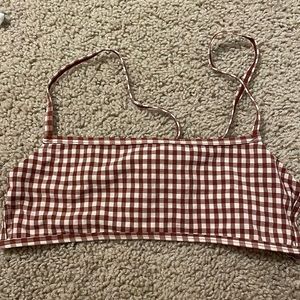 Nordstrom size 6 never worn gingham brown bikini top
